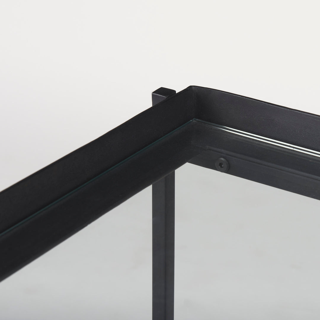 Trey Black Metal W/Glass Accent Table Dining Room Mercana