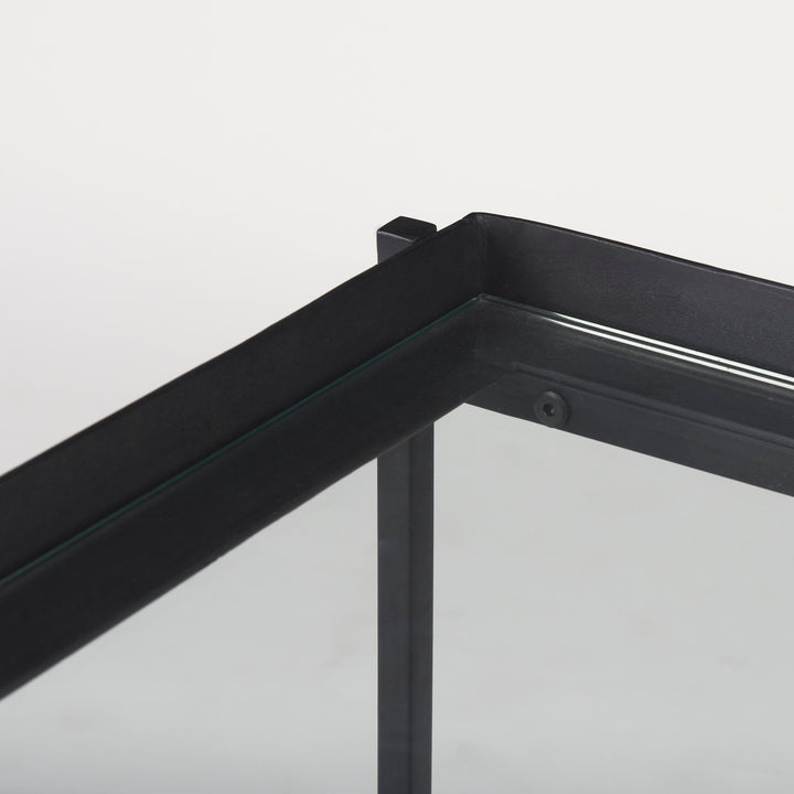 Trey Black Metal W/Glass Accent Table Dining Room Mercana