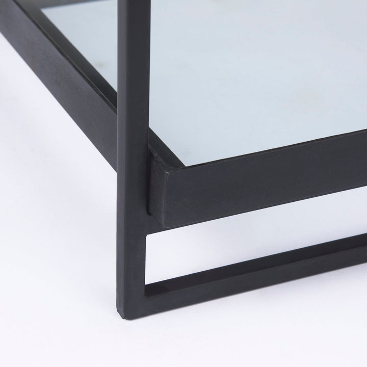 Trey Black Metal W/Glass Accent Table Dining Room Mercana
