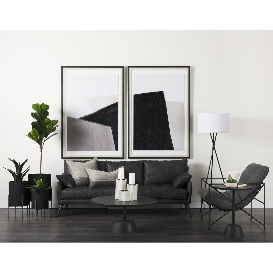 Maxwell 20" Round Dark Brown Wood w/ Black Metal Pedestal Side Table Living Room Mercana