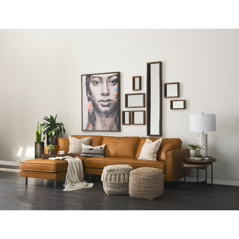 Marquisa (Set of 2) Light Brown Wood W/ Black Metal Base Nesting Side Tables Living Room Mercana