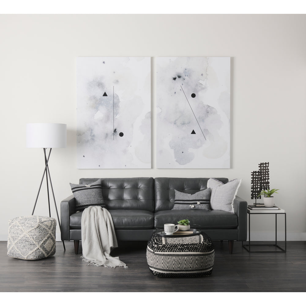 Ekiya Black/White Yarn and Wool Patterened Pouf Living Room Mercana