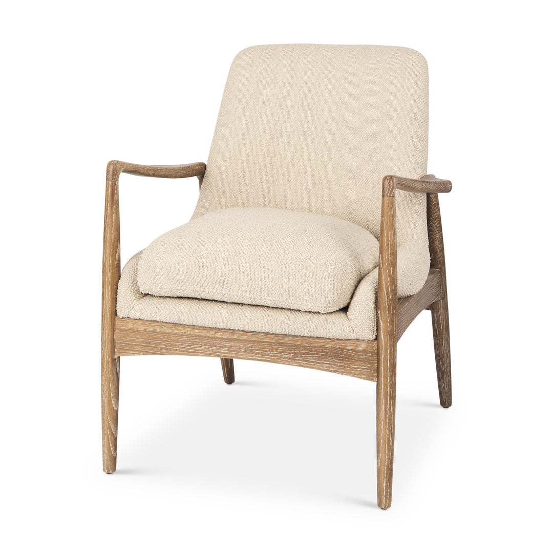 Westan Cream Boucle Fabric W/Light Brown Wood Accent Chair Living Room Mercana