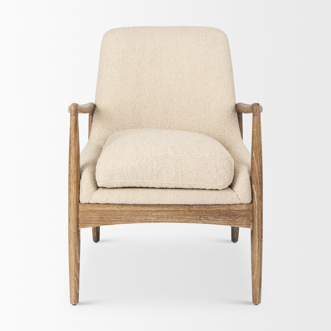 Westan Cream Boucle Fabric W/Light Brown Wood Accent Chair Living Room Mercana