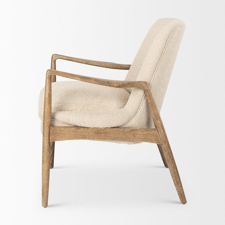Westan Cream Boucle Fabric W/Light Brown Wood Accent Chair Living Room Mercana