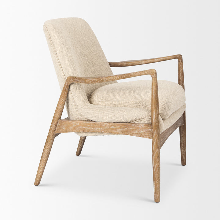 Westan Cream Boucle Fabric W/Light Brown Wood Accent Chair Living Room Mercana