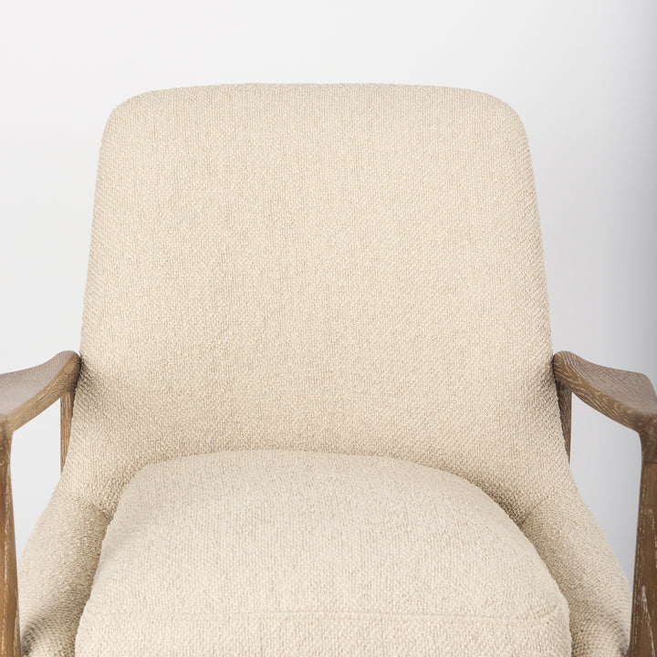 Westan Cream Boucle Fabric W/Light Brown Wood Accent Chair Living Room Mercana
