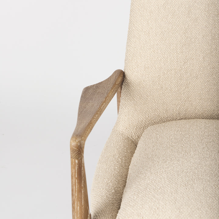 Westan Cream Boucle Fabric W/Light Brown Wood Accent Chair Living Room Mercana