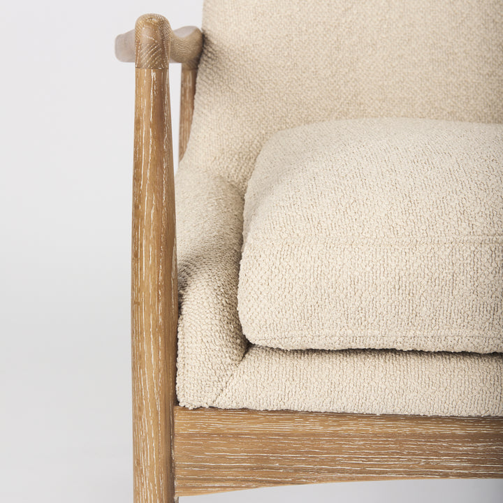 Westan Cream Boucle Fabric W/Light Brown Wood Accent Chair Living Room Mercana