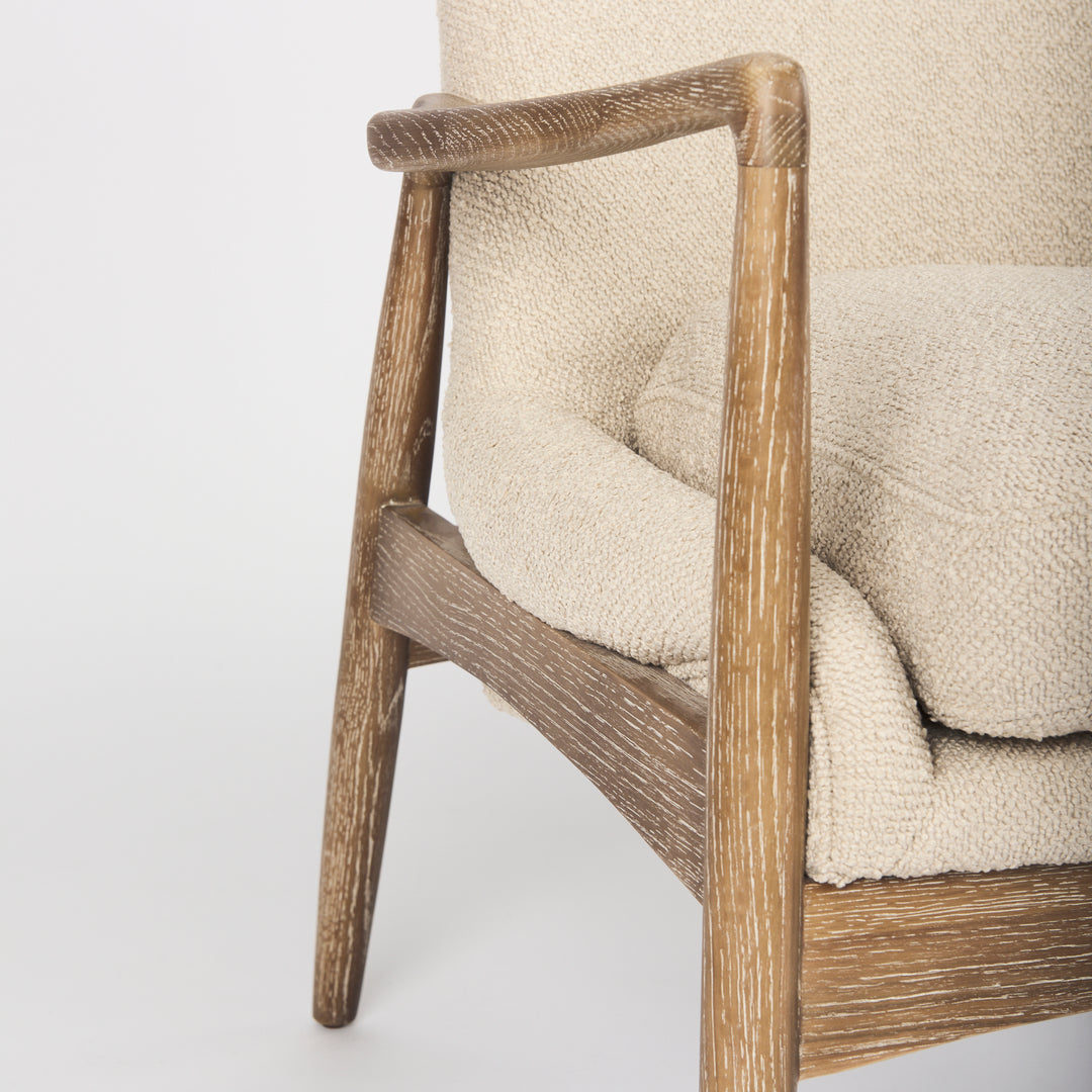 Westan Cream Boucle Fabric W/Light Brown Wood Accent Chair Living Room Mercana