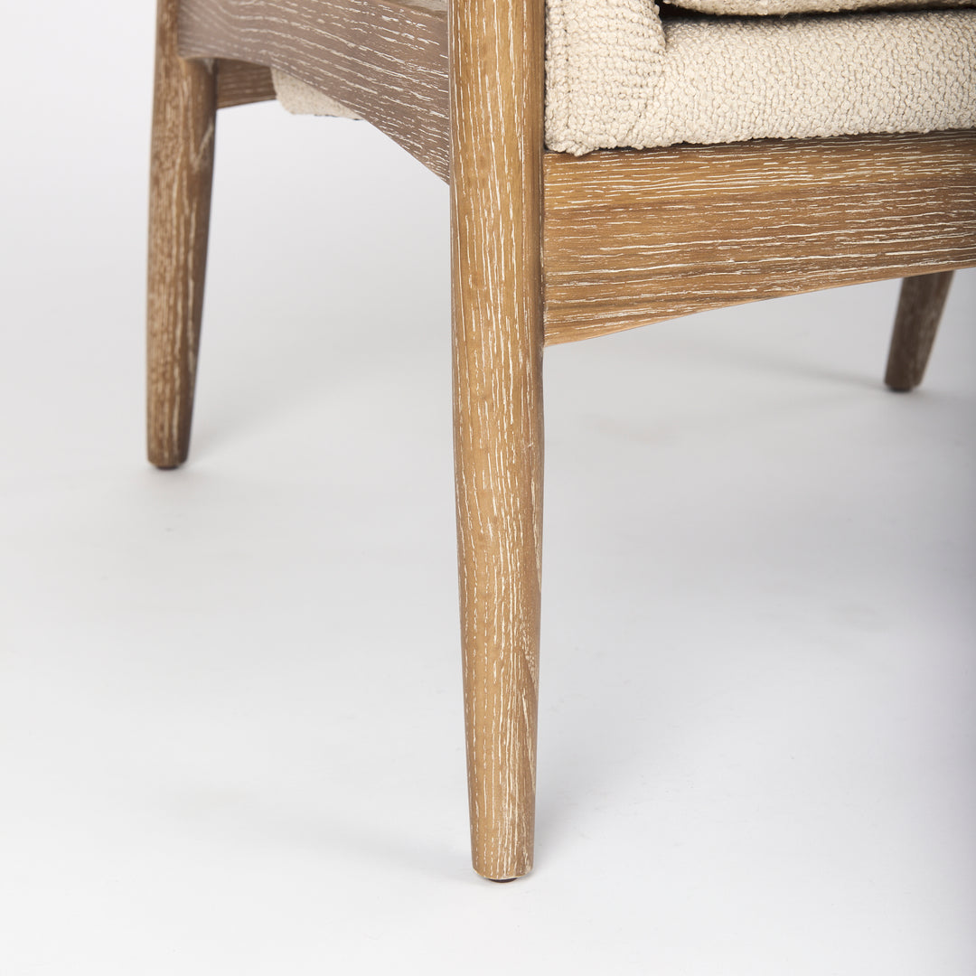 Westan Cream Boucle Fabric W/Light Brown Wood Accent Chair Living Room Mercana