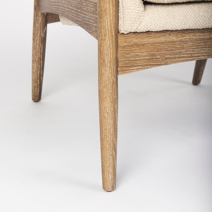 Westan Cream Boucle Fabric W/Light Brown Wood Accent Chair Living Room Mercana