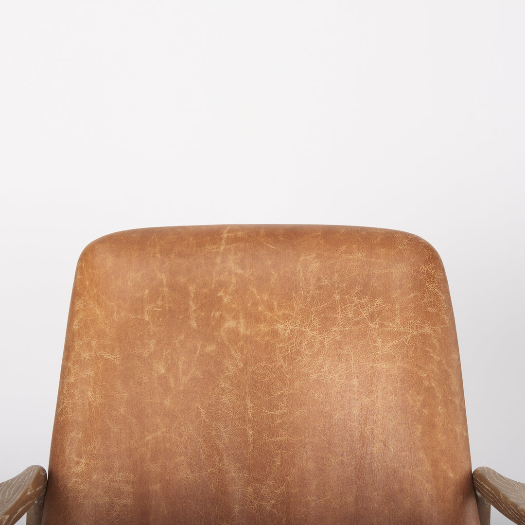 Westan Cognac Faux Leather W/Medium Brown Wood Accent Chair Living Room Mercana