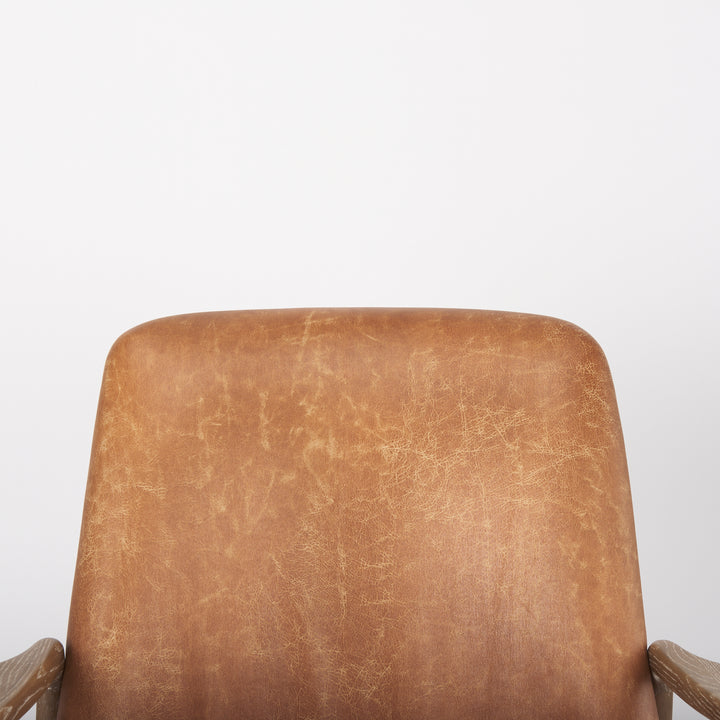 Westan Cognac Faux Leather W/Medium Brown Wood Accent Chair Living Room Mercana