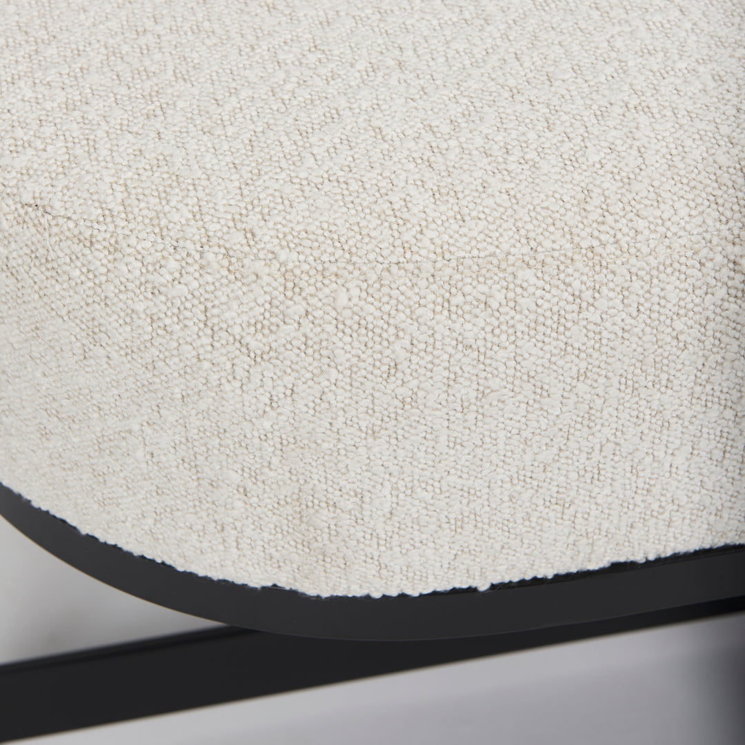 Amelia Cream Boucle W/Black Metal Upholstered Bench Living Room Mercana