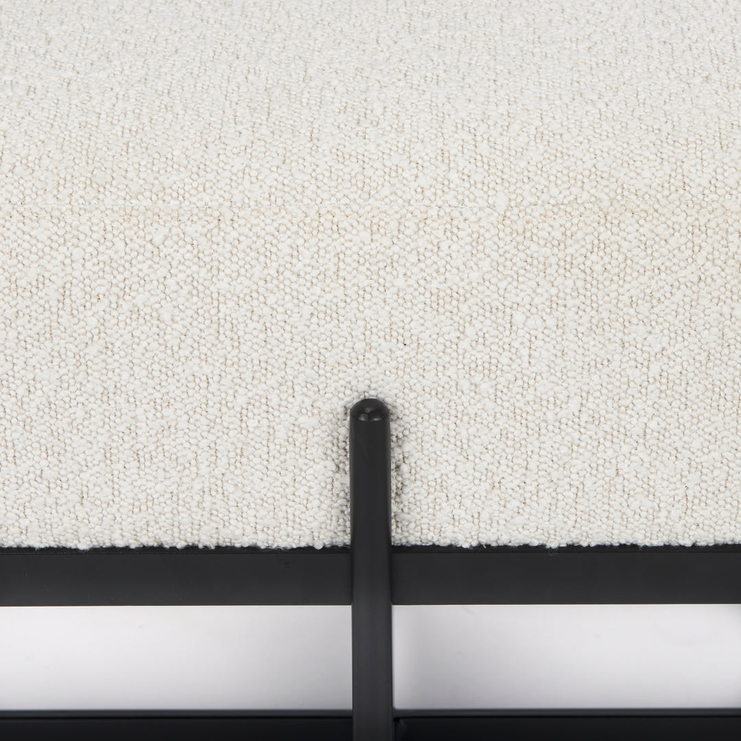 Amelia Cream Boucle W/Black Metal Upholstered Bench Living Room Mercana