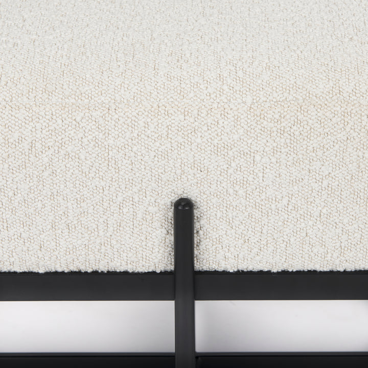 Amelia Cream Boucle W/Black Metal Upholstered Bench Living Room Mercana