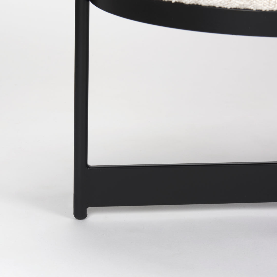 Amelia Cream Boucle W/Black Metal Upholstered Bench Living Room Mercana
