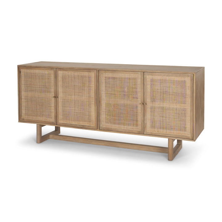 Grier 72" Light Brown Solid Wood W/ Cane Sideboard Dining Room Mercana