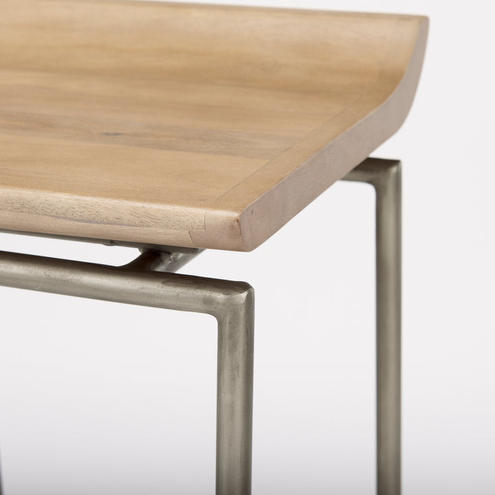 Givens 25.8"H Seat Height Brown Wood W/Silver Metal Frame Counterstool Dining Room Mercana