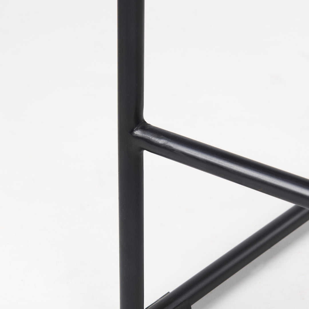 Givens 25.8"H Seat Height Natural Wood W/Black Metal Counter Stool Dining Room Mercana