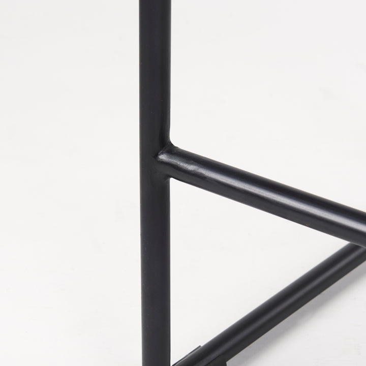 Givens 25.8"H Seat Height Natural Wood W/Black Metal Counter Stool Dining Room Mercana