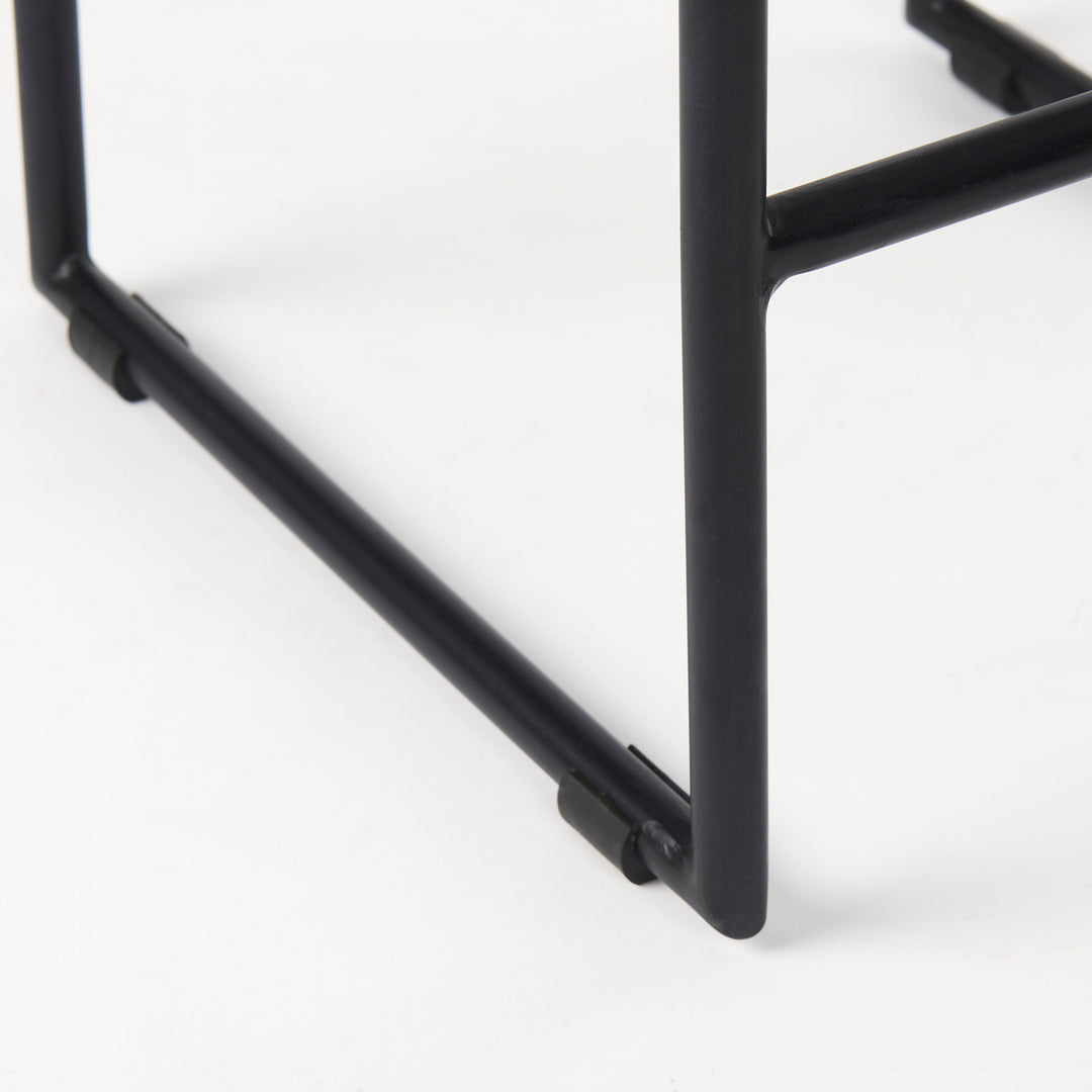 Givens 25.8"H Seat Height Natural Wood W/Black Metal Counter Stool Dining Room Mercana