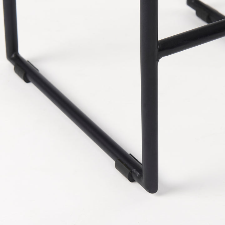 Givens 25.8"H Seat Height Natural Wood W/Black Metal Counter Stool Dining Room Mercana