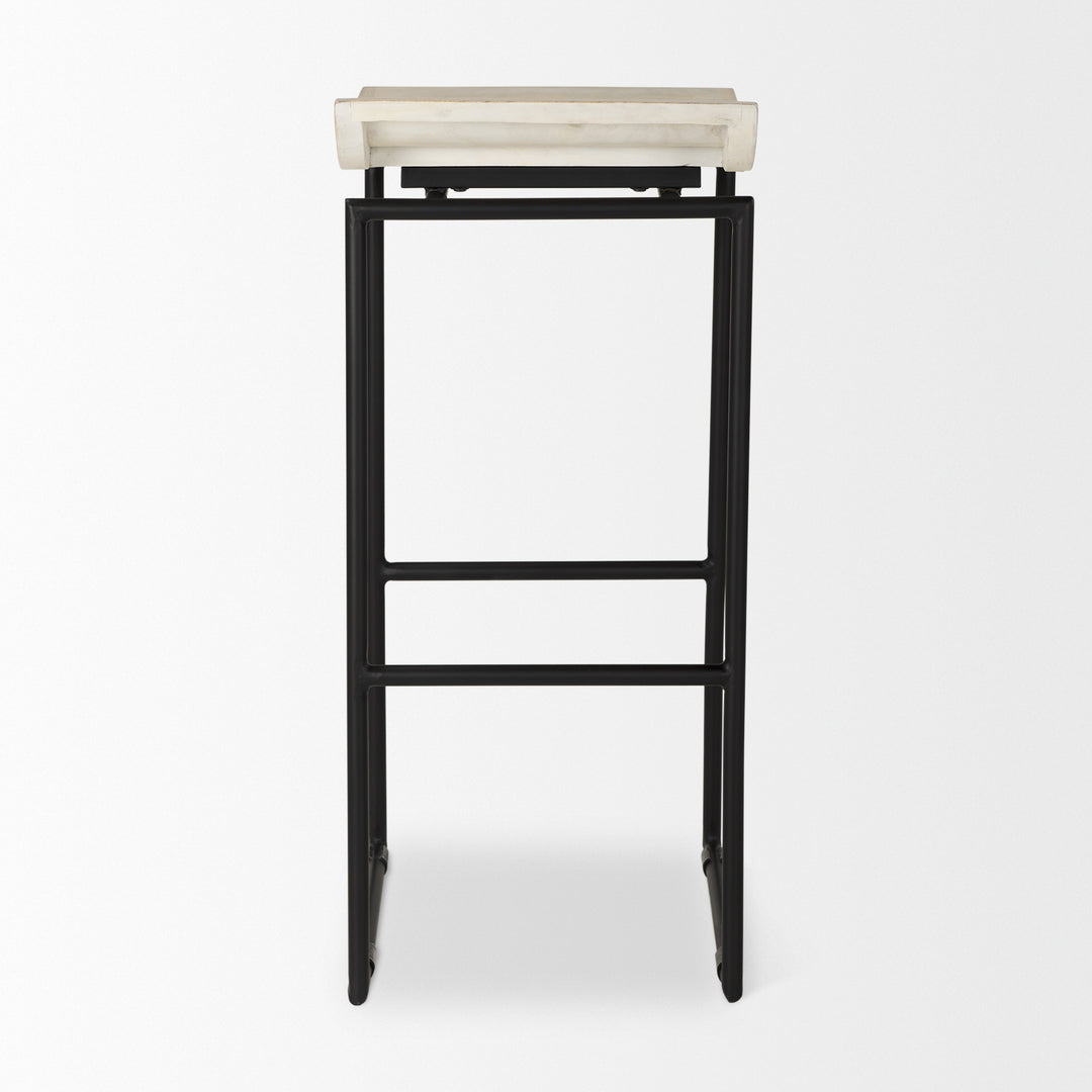 Givens 31.8"H Seat Height Natural Wood W/Black Metal Frame Bar Stool Dining Room Mercana