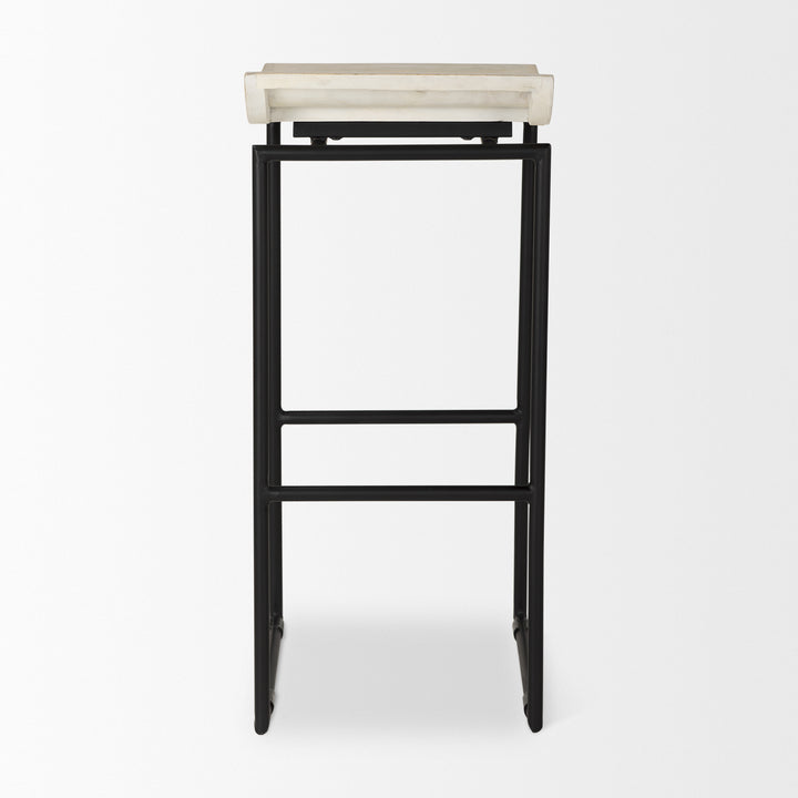 Givens 31.8"H Seat Height Natural Wood W/Black Metal Frame Bar Stool Dining Room Mercana