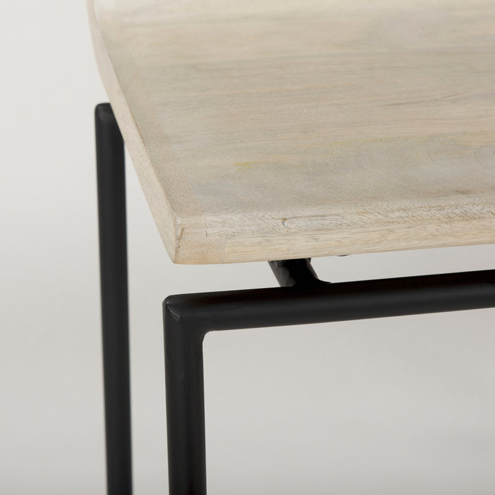 Givens 31.8"H Seat Height Natural Wood W/Black Metal Frame Bar Stool Dining Room Mercana
