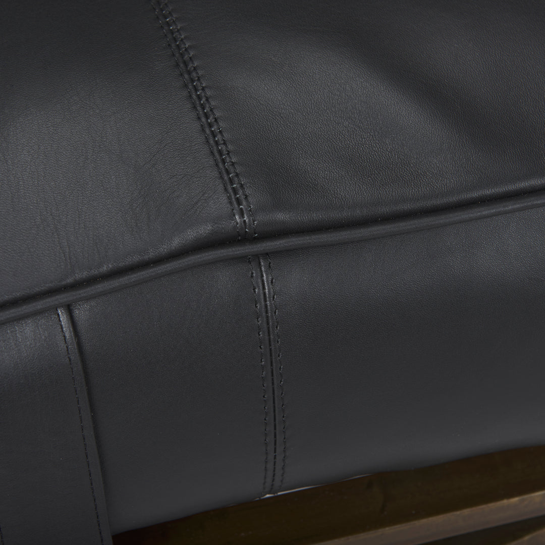 Jessie 55L x 16W Black Leather Seat W/Gold Metal Base Accent Bench Living Room Mercana