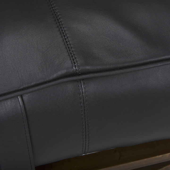 Jessie 55L x 16W Black Leather Seat W/Gold Metal Base Accent Bench Living Room Mercana