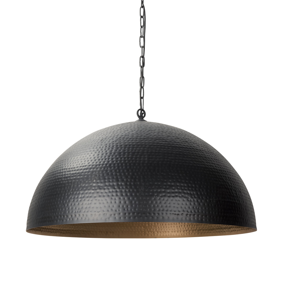 Karina 36" Round Matte Black Hammered Metal Dome Pendant Light Decor Mercana