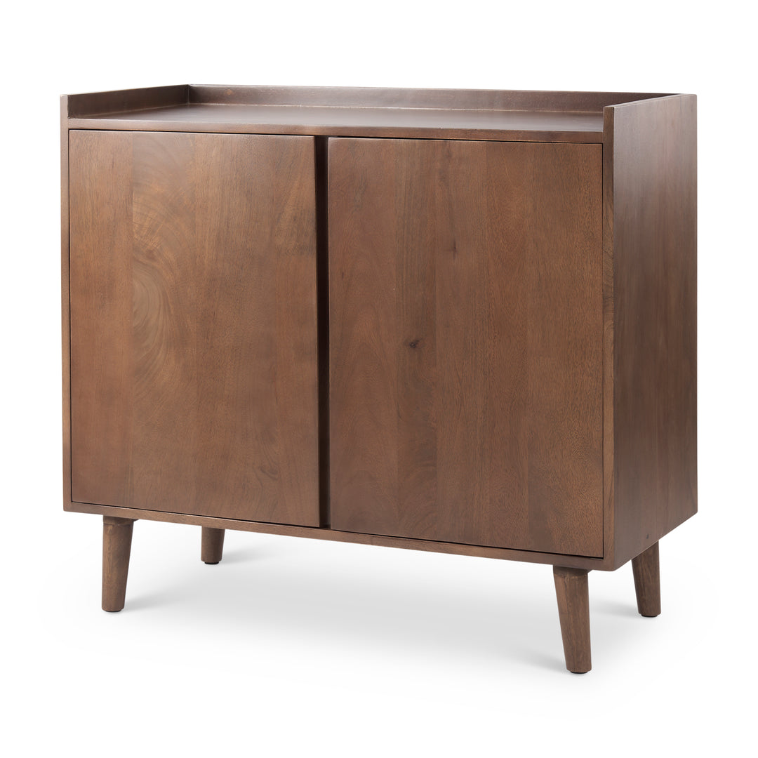 Lillie Medium Brown Wood 2 Door Tray Top Accent Cabinet Decor Mercana