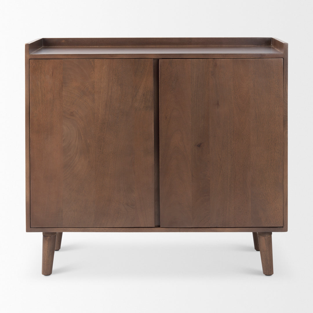 Lillie Medium Brown Wood 2 Door Tray Top Accent Cabinet Decor Mercana