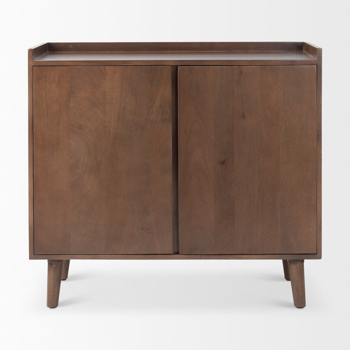 Lillie Medium Brown Wood 2 Door Tray Top Accent Cabinet Decor Mercana