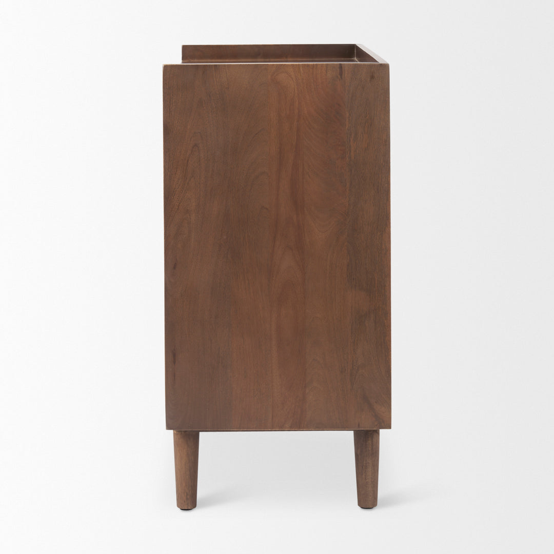 Lillie Medium Brown Wood 2 Door Tray Top Accent Cabinet Decor Mercana