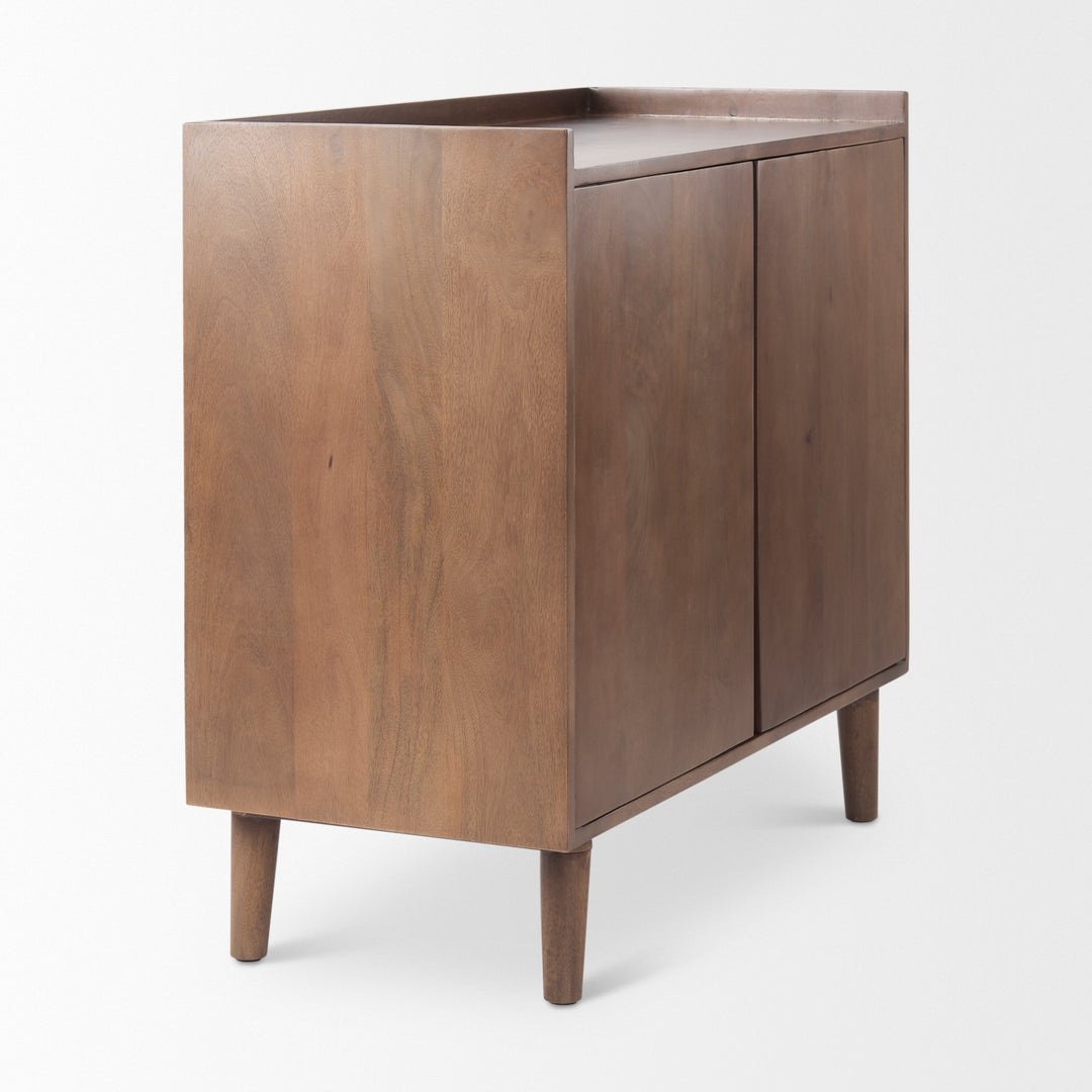 Lillie Medium Brown Wood 2 Door Tray Top Accent Cabinet Decor Mercana