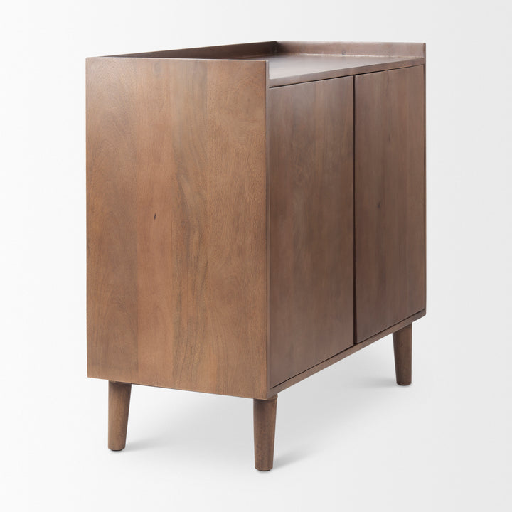 Lillie Medium Brown Wood 2 Door Tray Top Accent Cabinet Decor Mercana