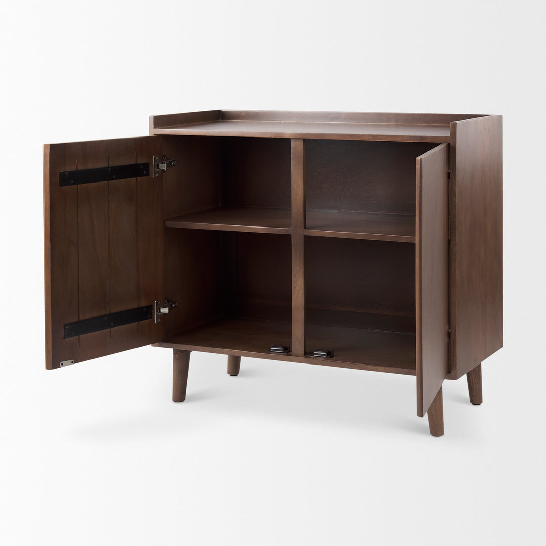 Lillie Medium Brown Wood 2 Door Tray Top Accent Cabinet Decor Mercana