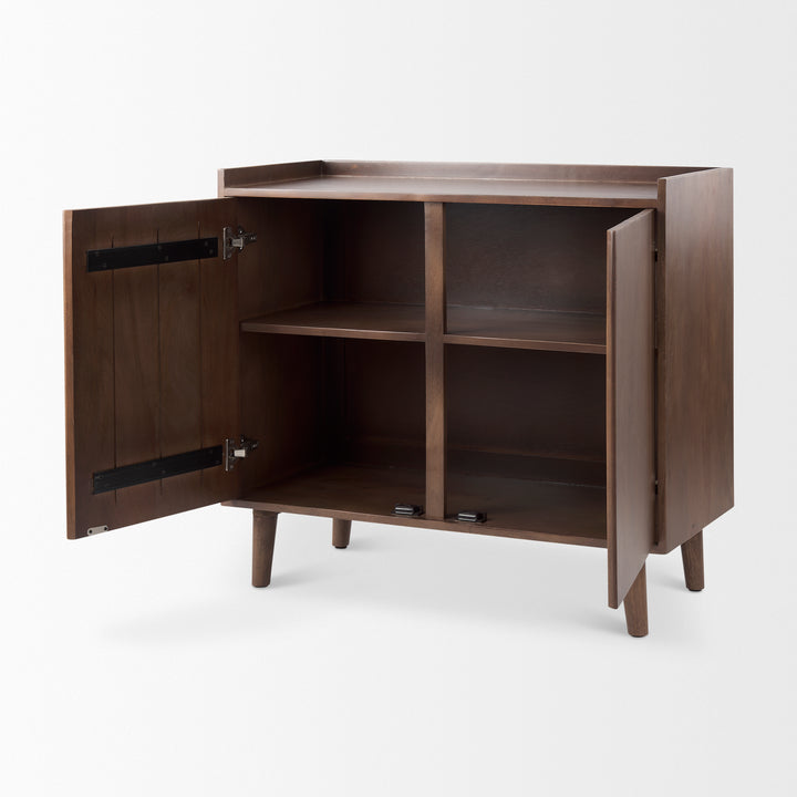 Lillie Medium Brown Wood 2 Door Tray Top Accent Cabinet Decor Mercana