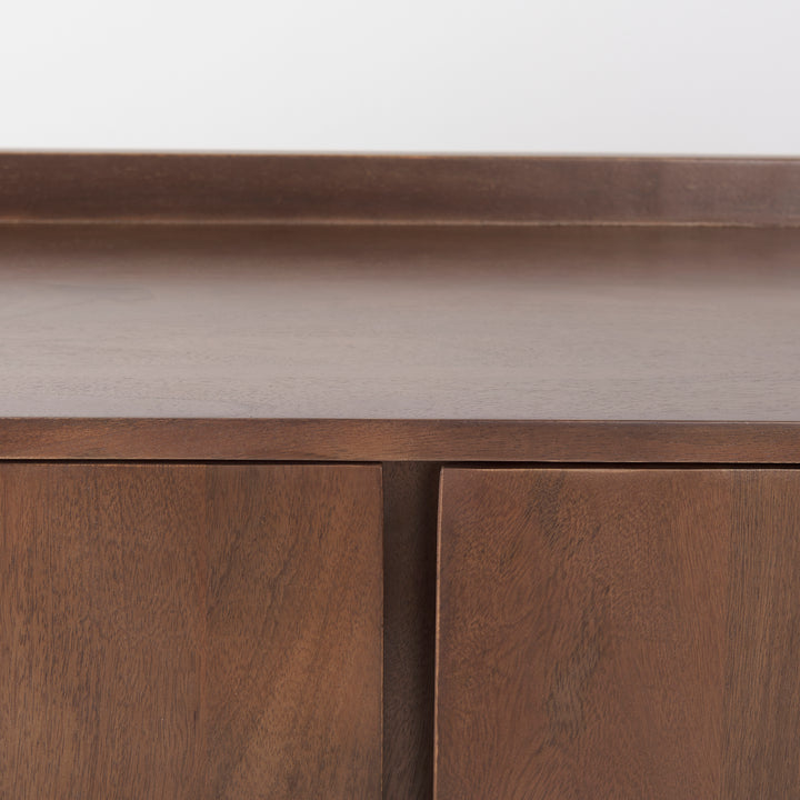 Lillie Medium Brown Wood 2 Door Tray Top Accent Cabinet Decor Mercana