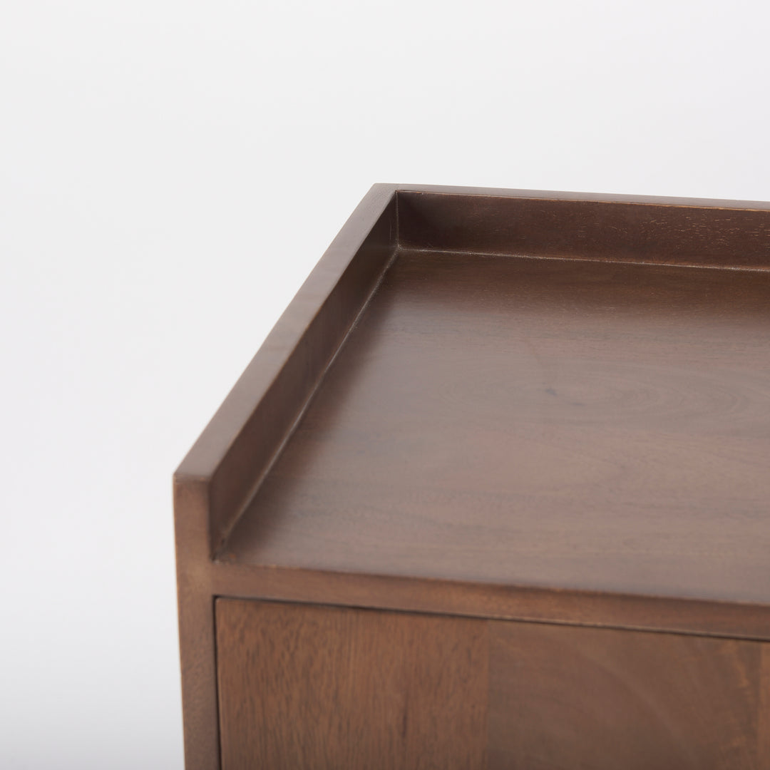 Lillie Medium Brown Wood 2 Door Tray Top Accent Cabinet Decor Mercana