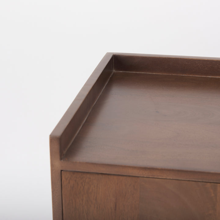 Lillie Medium Brown Wood 2 Door Tray Top Accent Cabinet Decor Mercana