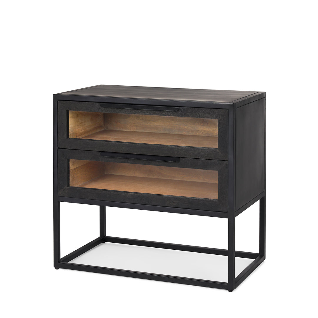 Sloan Black Wood W/Black Metal Frame Side Table Dining Room Mercana
