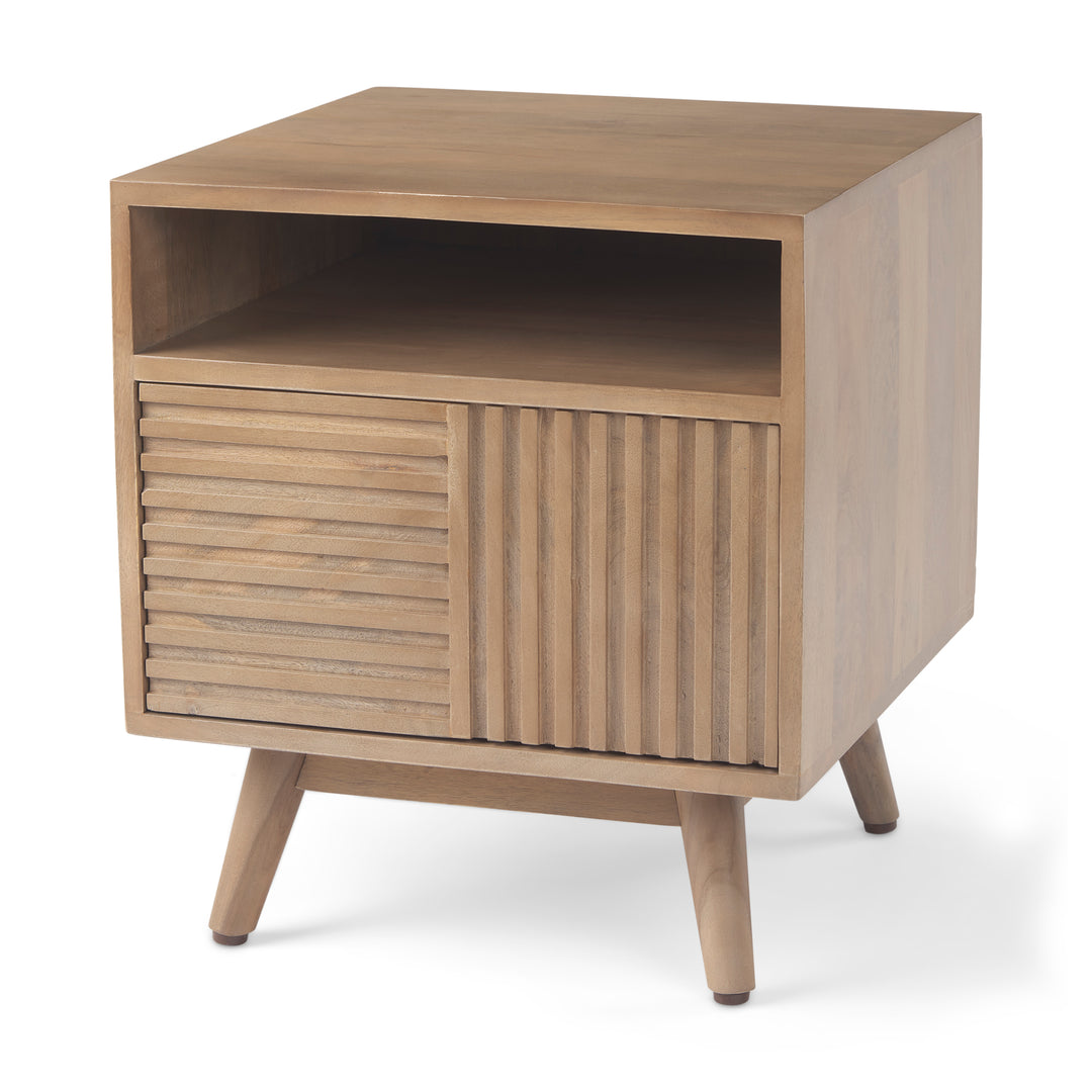 Sable Light Brown Wood Side Table Living Room Mercana