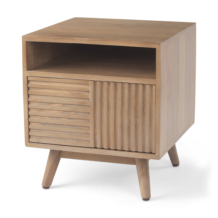 Sable Light Brown Wood Side Table Living Room Mercana