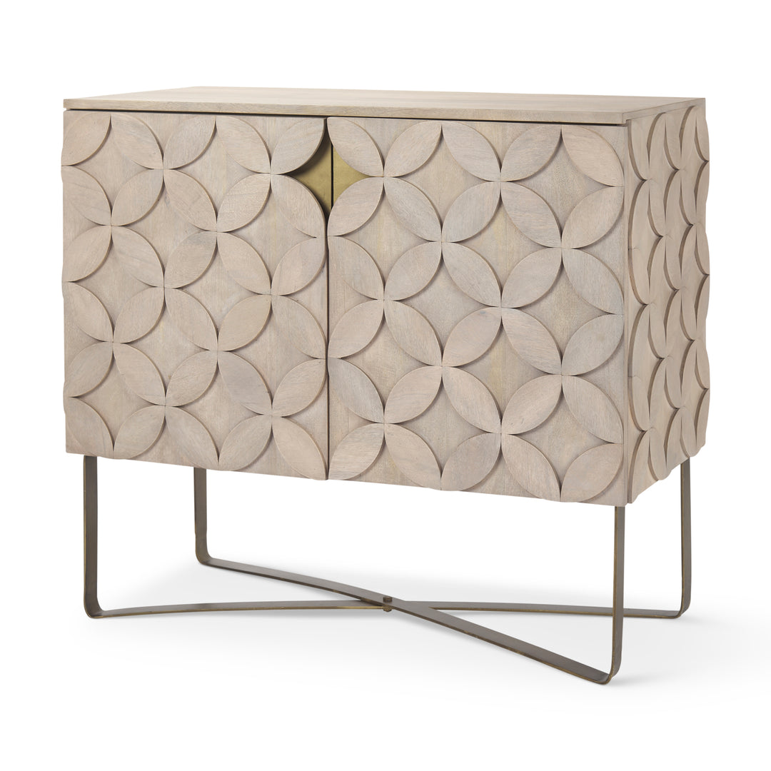 Excelsior Light Brown Wood Gold Iron Base Accent Cabinet Decor Mercana
