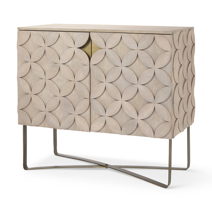Excelsior Light Brown Wood Gold Iron Base Accent Cabinet Decor Mercana